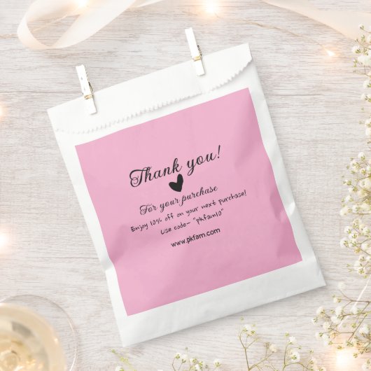 ピンクの家族経営ビジネス詳細を購入していただきありがとうございます フェイバーバッグ (クリップ留めされた状態)