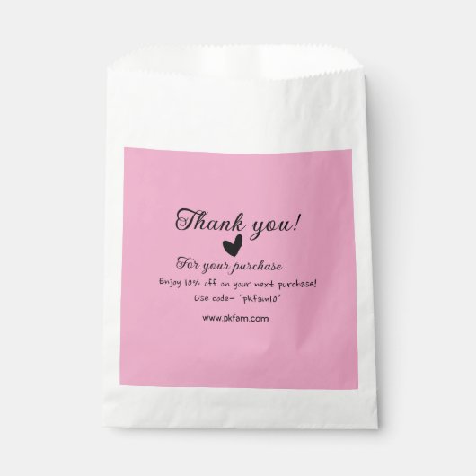 ピンクの家族経営ビジネス詳細を購入していただきありがとうございます フェイバーバッグ (正面)