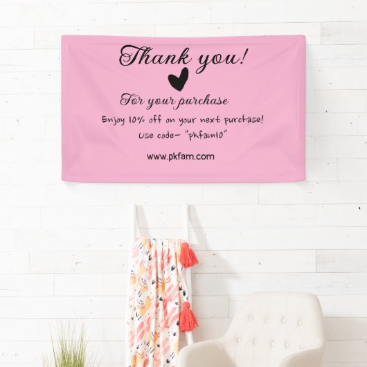 ピンクの家族経営ビジネス詳細を購入していただきありがとうございます 横断幕 (インサイチュ)