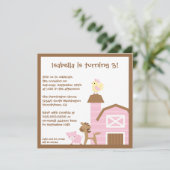 ピンクの家畜の女の子の誕生日のパーティの招待状 招待状 (スタンド正面)