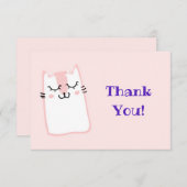 ピンクの寝猫 サンキューカード (正面/裏面)