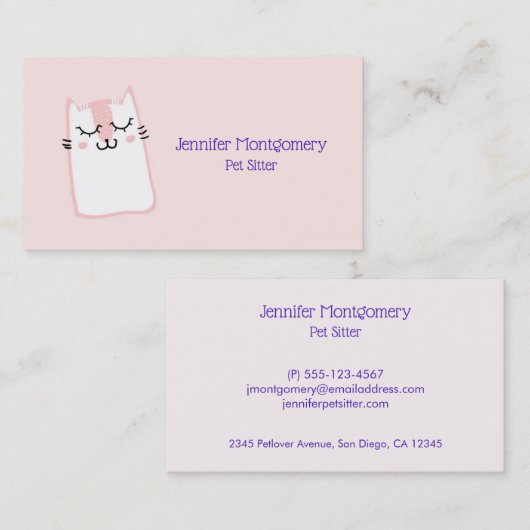 ピンクの寝猫 名刺 (正面/裏面)