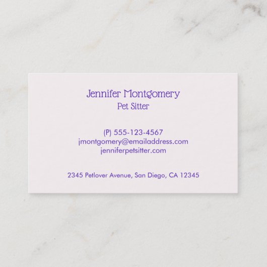 ピンクの寝猫 名刺 (裏面)