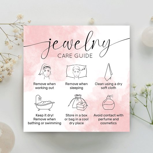 ピンクの審美的な水の色のロゴのジュエリー気に スクエア名刺