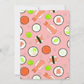 ピンクの寿司をテーマにした誕生日パーティー 招待状 (裏面)