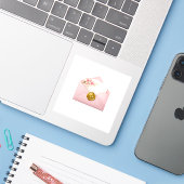 ピンクの封筒 桜の便箋 ゴールドのワックスシール シール (ノートパソコンとiPhone)