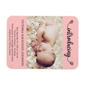 ピンクの導入生まれたばかりの女の子誕生蝶 マグネット (横)