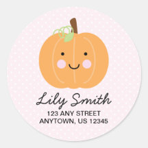 ピンクの小さいカボチャ差出人住所ラベル