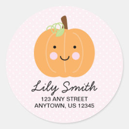 ピンクの小さいカボチャ差出人住所ラベル ラウンドシール