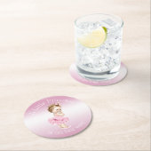 ピンクの小さいプリンセスのバレリーナのベビーシャワー ラウンドペーパーコースター (インサイチュ)