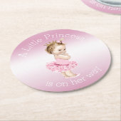 ピンクの小さいプリンセスのバレリーナのベビーシャワー ラウンドペーパーコースター (アングル)