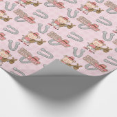 ピンクの小さい女性のカーボーイ ラッピングペーパー (角)