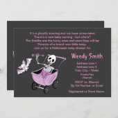 ピンクの小さい骨組ベビーシャワーの招待状カード 招待状 (正面/裏面)