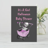 ピンクの小さい骨組ベビーシャワーの招待状カード 招待状 (スタンド正面)