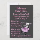 ピンクの小さい骨組ベビーシャワーの招待状カード 招待状 (裏面)