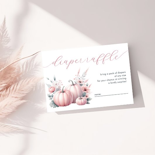 ピンクの小さなかぼちゃおむつラッフル エンクロージャーカード