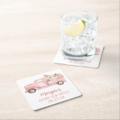 ピンクの小さなかぼちゃかわいい赤ちゃんシャワー スクエアペーパーコースター (インサイチュ)