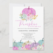 ピンクの小さなかぼちゃの女の子ベビーシャワー招待状 招待状 (正面)