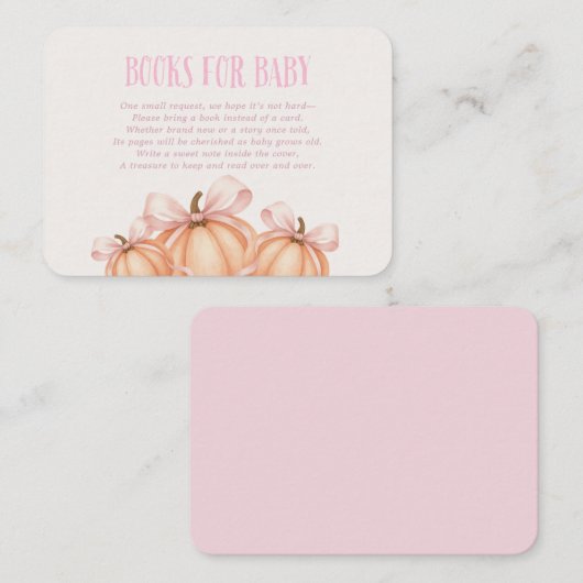 ピンクの小さなかぼちゃの本ベビーカード 名刺 (正面/裏面)
