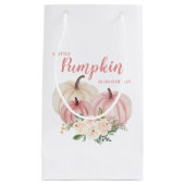 ピンクの小さなかぼちゃの水の色ベビーシャワー スモールペーパーバッグ (正面)