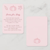 ピンクの小さなかぼちゃの赤ちゃんシャワーが本をもたらす エンクロージャーカード (正面/裏面)