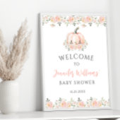 ピンクの小さなかぼちゃの赤ちゃん女の子シャワー歓迎サイン ポスター