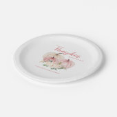 ピンクの小さなかぼちゃの赤パーソナライズされたちゃんシャワー ペーパープレート (アングル)