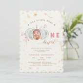 ピンクの小さなかぼちゃのonederful写真1st誕生日 招待状 (スタンド正面)