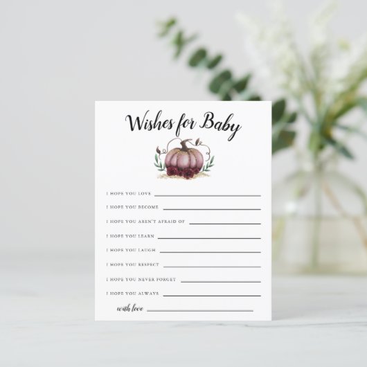 ピンクの小さなかぼちゃへの願いベビーカード (スタンド正面)