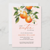 ピンクの小さなかわいこちゃんオレンジクレメンチンベビーシャワー 招待状 (正面)