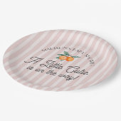 ピンクの小さなかわいこちゃんオンザウェイシトラスベビーシャワー ペーパープレート (アングル)