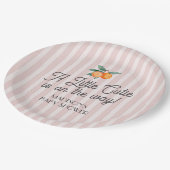 ピンクの小さなかわいこちゃんオンザウェイシトラスベビーシャワー ペーパープレート (アングル)