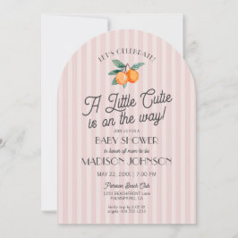 ピンクの小さなかわいこちゃんオンザウェイシトラスベビーシャワー 招待状