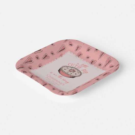 ピンクの小さなかわいこちゃんパイ秋の赤ちゃんガールシャワー ペーパープレート (傾斜あり)