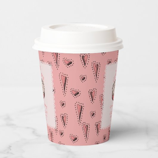 ピンクの小さなかわいこちゃんパイ秋の赤ちゃんガールシャワー 紙コップ (左)