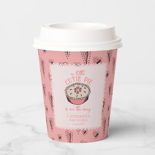 ピンクの小さなかわいこちゃんパイ秋の赤ちゃんガールシャワー 紙コップ (裏面)