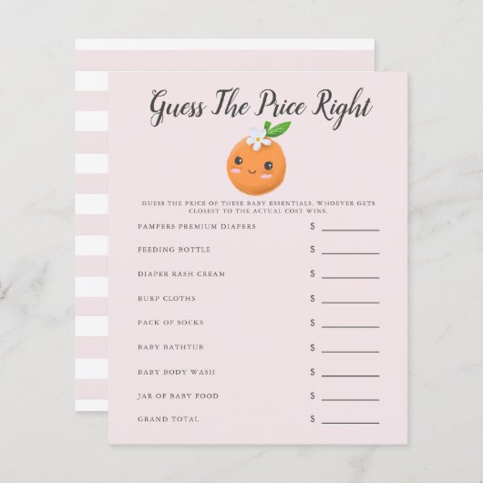 ピンクの小さなかわいこちゃん赤ちゃんシャワー価格を推測 (正面/裏面)