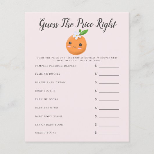 ピンクの小さなかわいこちゃん赤ちゃんシャワー価格を推測 (正面)