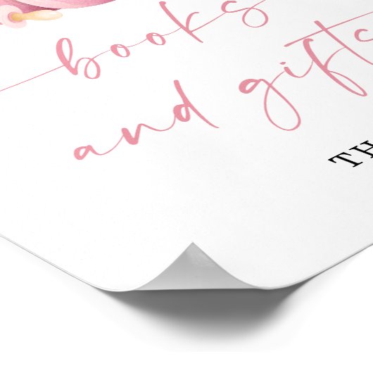 ピンクの小さなカボチャの本とギフトベビーシャワー ポスター (角)