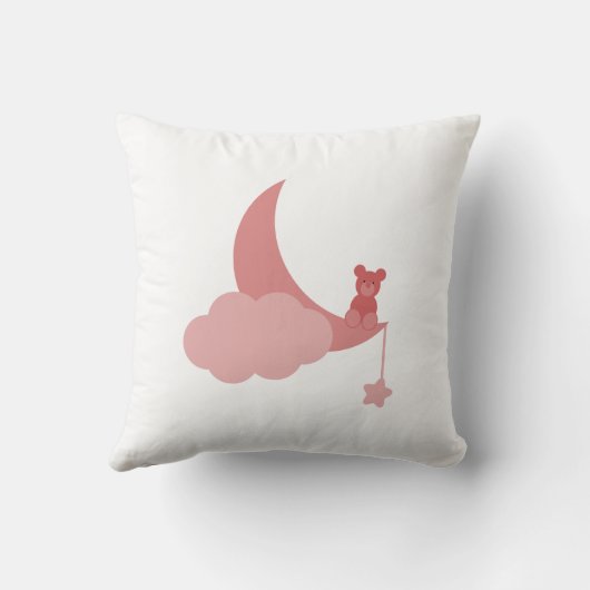 ピンクの小さなクマ枕 クッション (裏面)