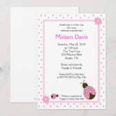 ピンクの小さなコバチ 5x7 ベビーシャワー 招待状 (正面/裏面)