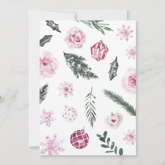 ピンクの小さなスノーフレーク赤ちゃんシャワー 招待状 (裏面)