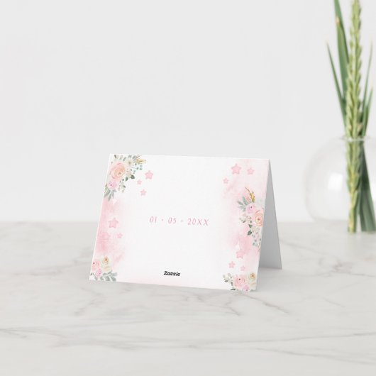 ピンクの小さなバレリーナの誕生日お礼カード サンキューカード (裏面)