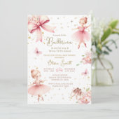 ピンクの小さなバレリーナは赤ちゃんシャワーの途中にある 招待状 (スタンド正面)