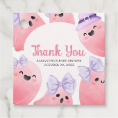 ピンクの小さなブハロウィーンベビーシャワースクエア フェイバータグ (正面)