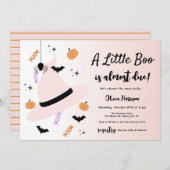 ピンクの小さなブハロウィーンベビーシャワー招待状 招待状 (正面/裏面)