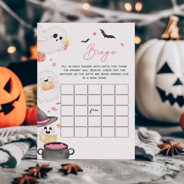 ピンクの小さなブハロウィーン赤ちゃんシャワービンゴゲーム (Pink Little Boo Baby Shower Bingo Game)