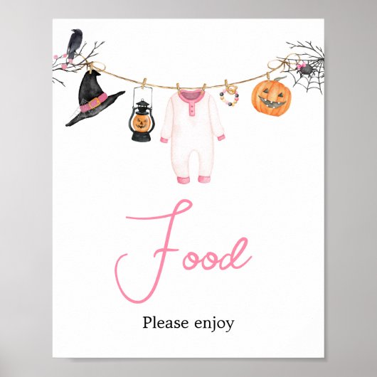 ピンクの小さなブハロウィーン赤ちゃんシャワー食品 ポスター (正面)