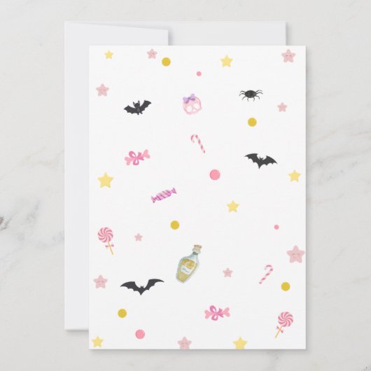 ピンクの小さなブーのハロウィーンの赤ちゃんシャワー 招待状 (裏面)