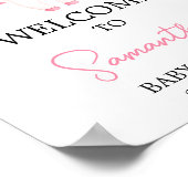 ピンクの小さなブーハロウィーン赤ちゃんシャワーへようこそ ポスター (角)